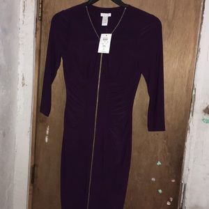 Cachè plum purple zipper dress